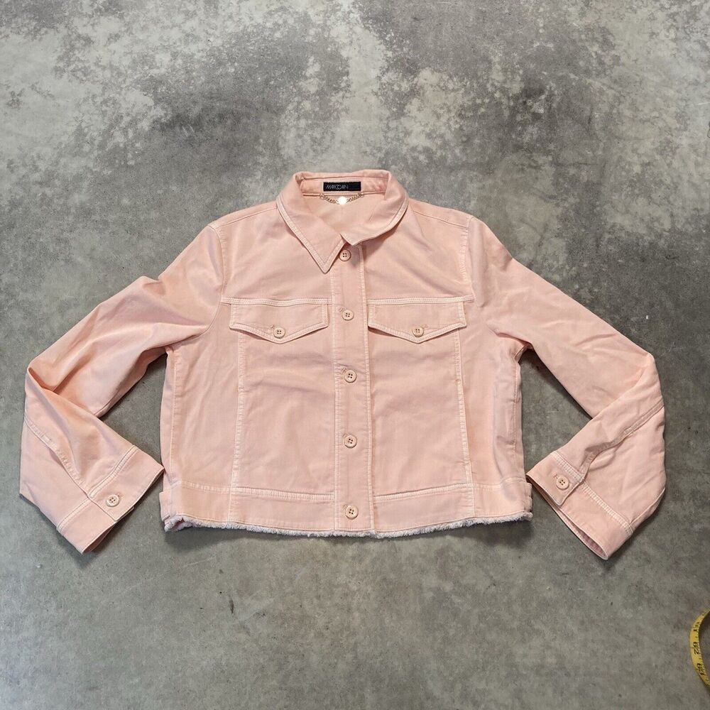 Marc Cain Jacket Womens Size 8 Cotton Blend Peach Pink Flare Sleeve Collared